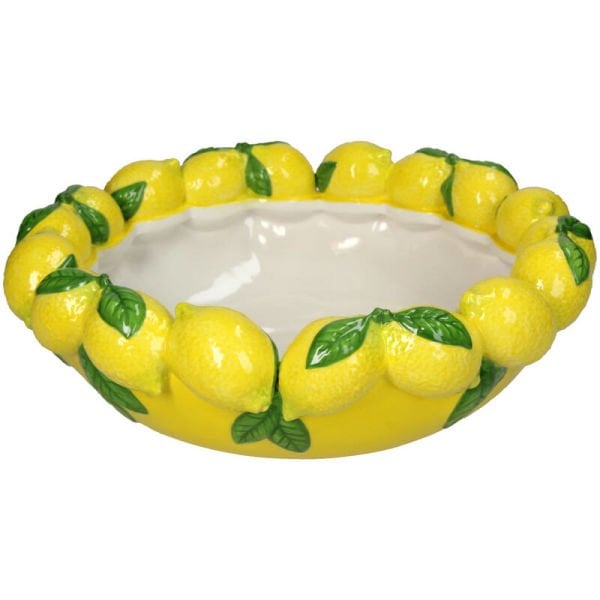 Limonlu Sarı Dekoratif Geniş Kase