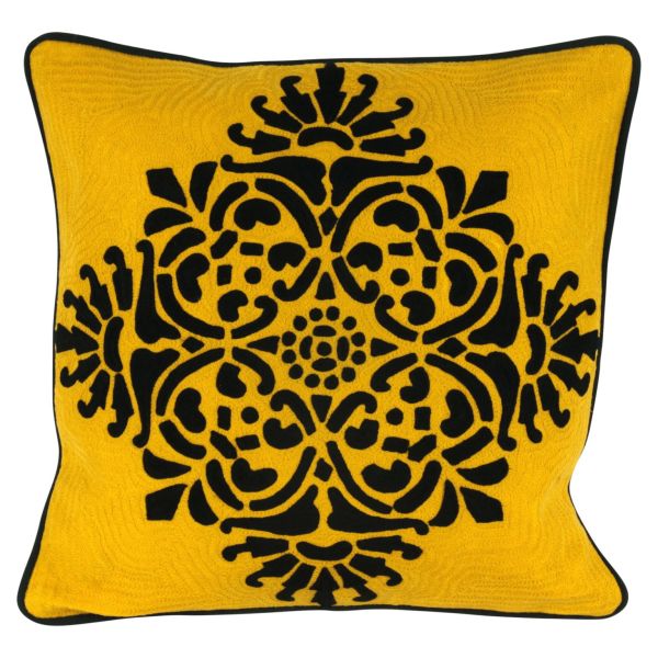 MOTİFLİ SARI YASTIK KILIFI