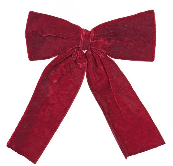 Bordo Kadife Klipsli Fiyonk Süs - 13cm