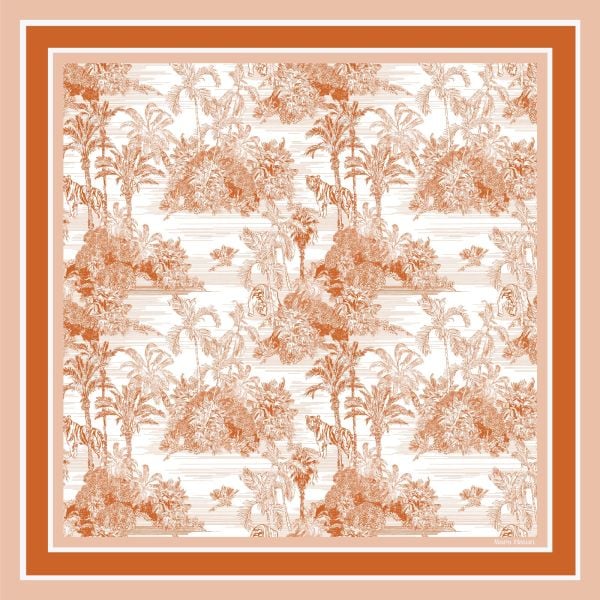 TOILE DE JOUY ORANGE BLOOM İPEK ŞAL 140 X 140 CM