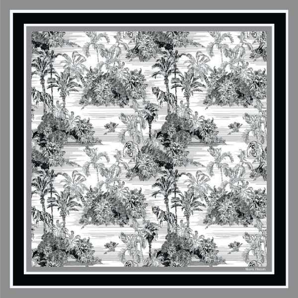 TOILE DE JOUY FUME BLANC İPEK ŞAL 140 X 140 CM