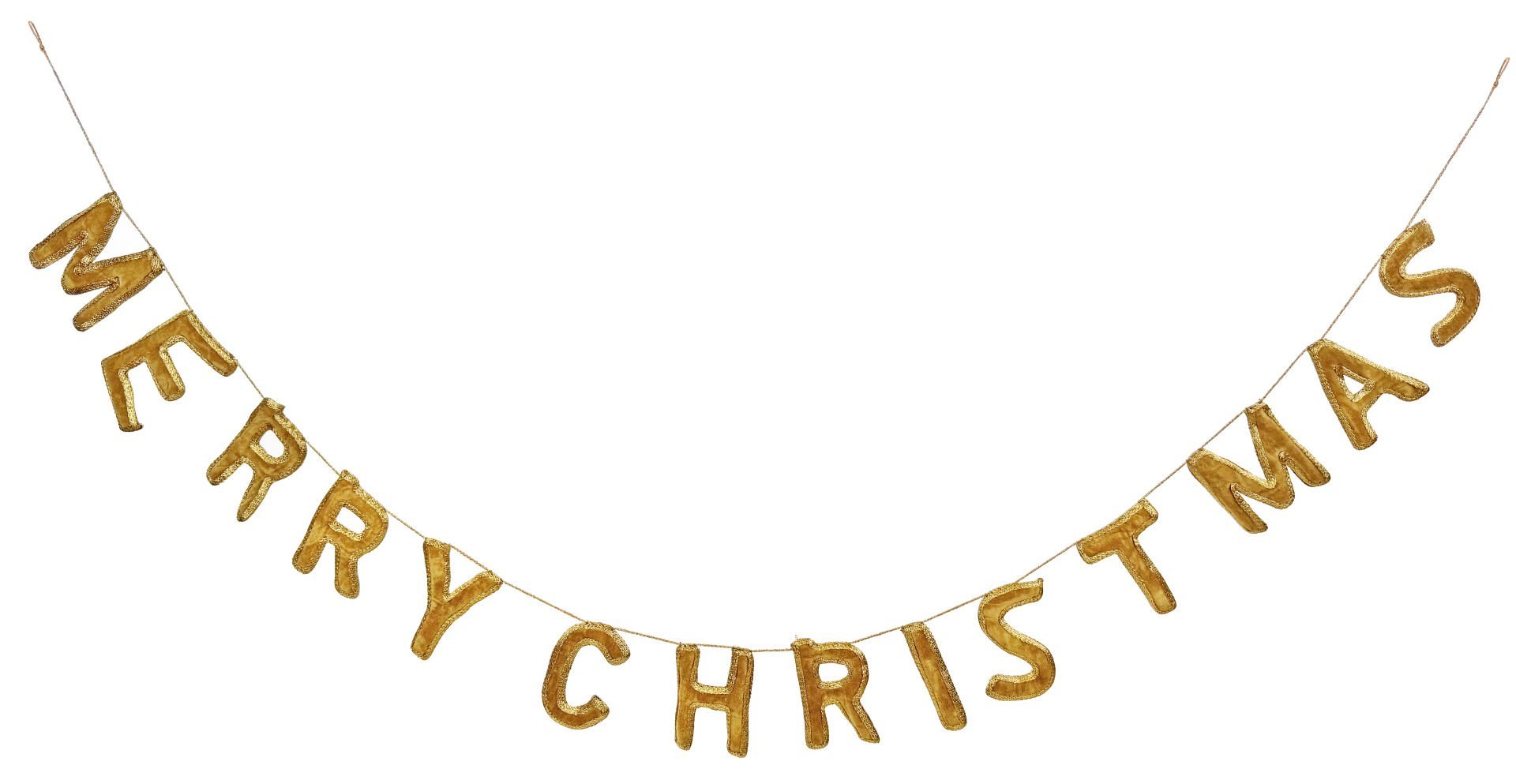 Kadife ‘Merry Christmas’ Altın Girland Süs