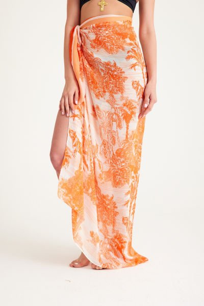 TOILE DE JOUY ORANGE BLOOM PAREO - 160 x 140 CM İPEK PAMUK