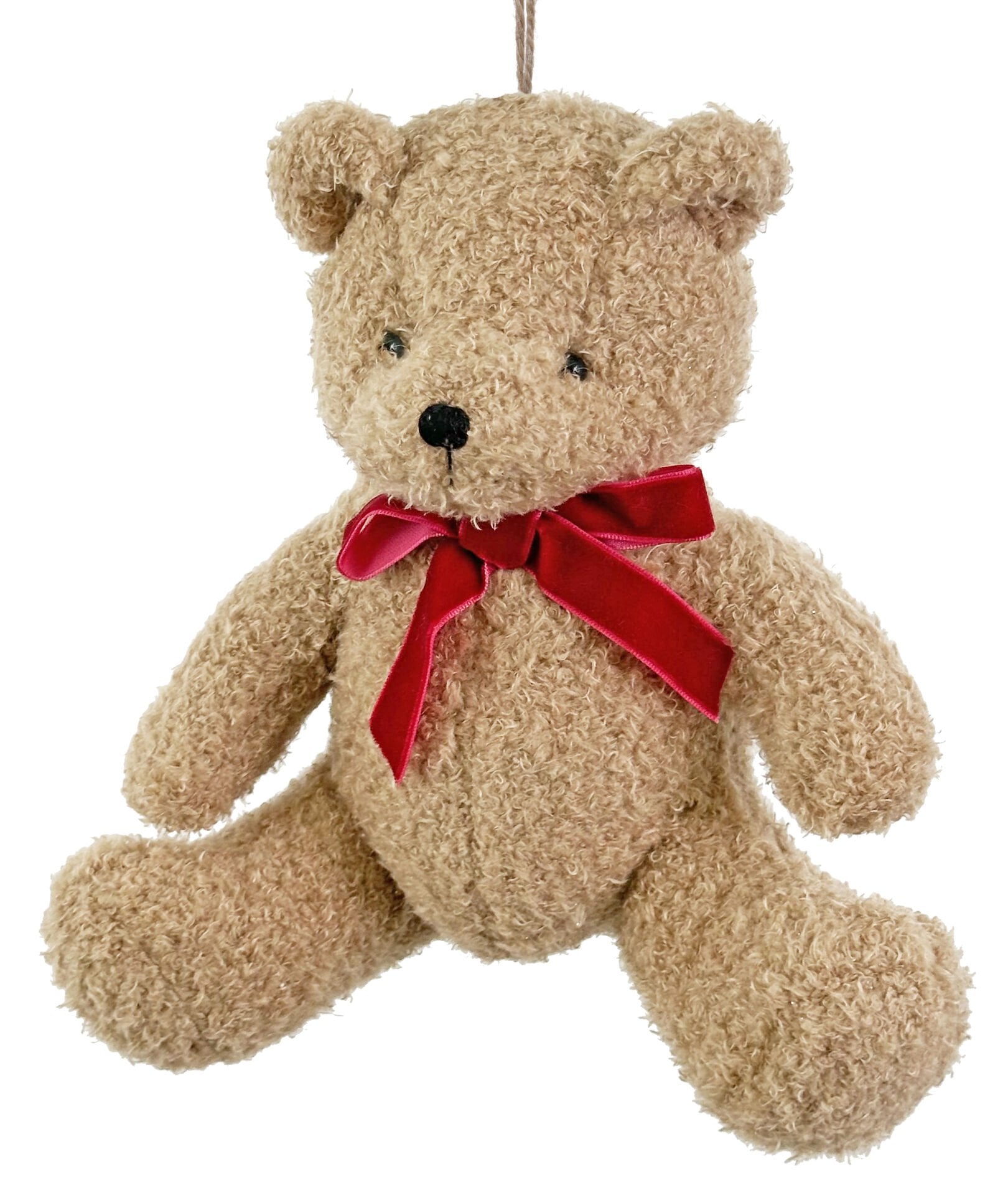 Kıvırcık Teddy Bear Yılbaşı Süsü - Krem