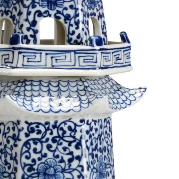 HEXAGON BLEU BLANC PORSELEN PAGODA - 7 KATLI