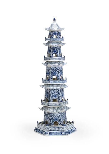 HEXAGON BLEU BLANC PORSELEN PAGODA - 7 KATLI