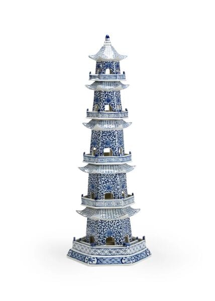 HEXAGON BLEU BLANC PORSELEN PAGODA - 7 KATLI