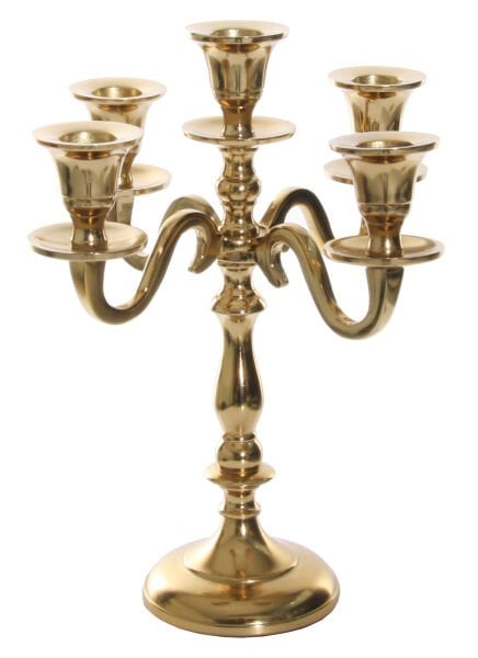 FRANSIZ BEŞ KOLLU PİRİNÇ ŞAMDAN, PARLAK