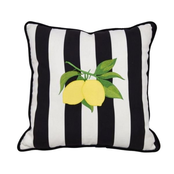 Siyah Beyaz Çizgili Limonlu Yastık