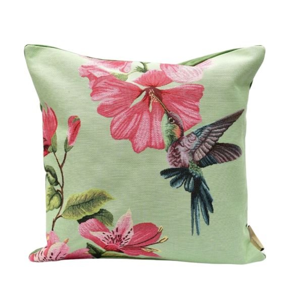 KUŞLU KARE YASTIK, MİNT YEŞİLİ