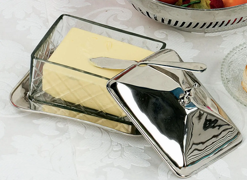 CHÂTEAU GÜMÜŞ KAPLAMA CAM TEREYAĞLIK VE BIÇAK - Hoff-Interieur