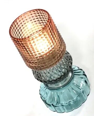 Barceloneta Cam Tealight Mumluk, Somon - Turkuaz