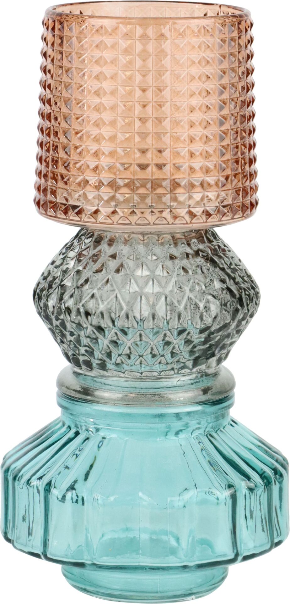 Barceloneta Cam Tealight Mumluk, Somon - Turkuaz