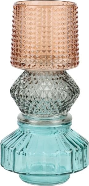 Barceloneta Cam Tealight Mumluk, Somon - Turkuaz