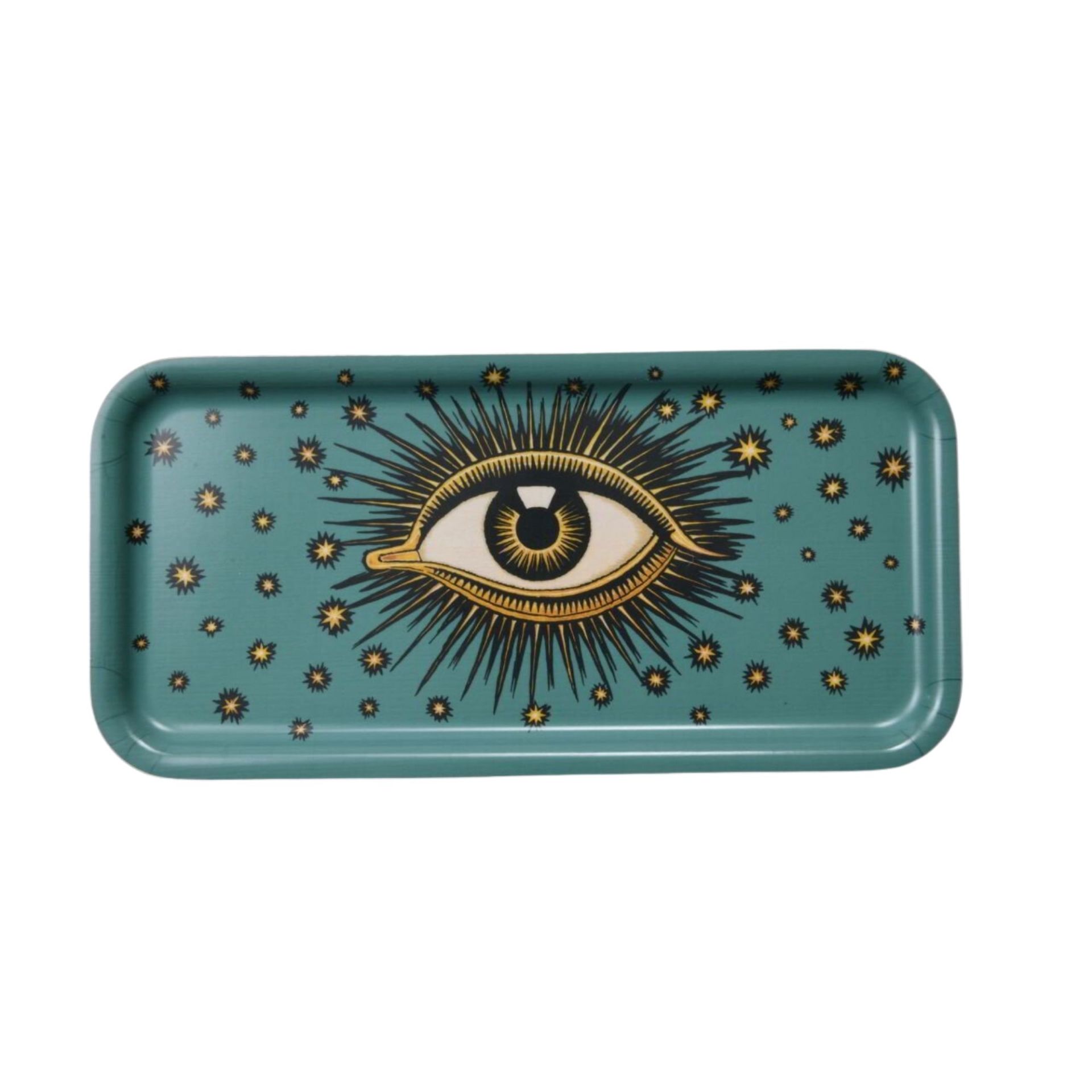 GÖZ DESENLİ AHŞAP TEPSİ, TURKUAZ, LES OTTOMANS