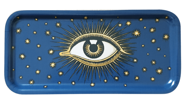 GÖZ DESENLİ AHŞAP TEPSİ, MAVİ, LES OTTOMANS