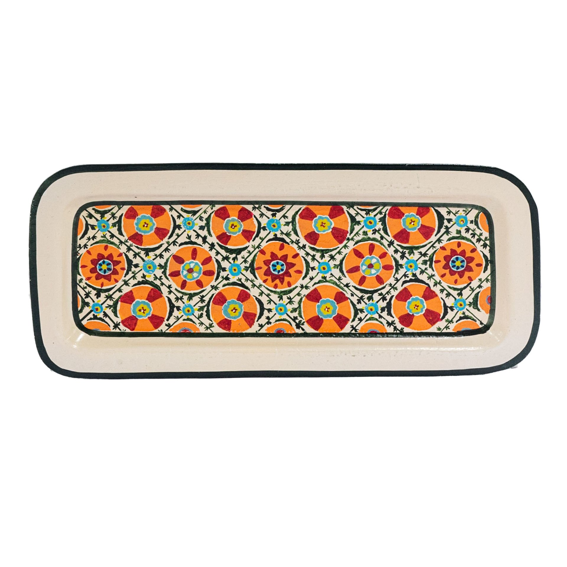 ETNİK ÇİÇEK DESENLİ EL BOYAMASI TEPSİ, LES OTTOMANS