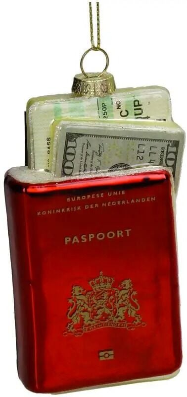 Lüks Seyahat Pasaport ve Dolar Cam Yılbaşı Süsü