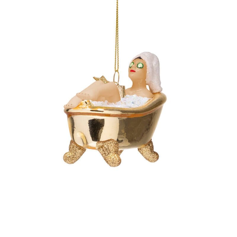 Banyoda Köpük Keyfi Altın Kadın Yılbaşı Süsü