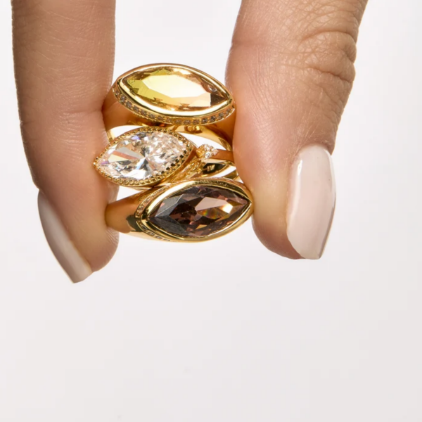 SMOKED  BROWN IDENTITY SWAROVSKİ YÜZÜK