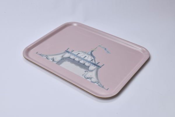 OTAĞ ÇADIRI ÇİZİMLİ AHŞAP TEPSİ, LES OTTOMANS