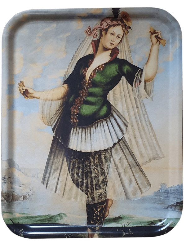 ORYANTALİST KADIN FİGÜRLÜ AHŞAP TEPSİ, LES OTTOMANS