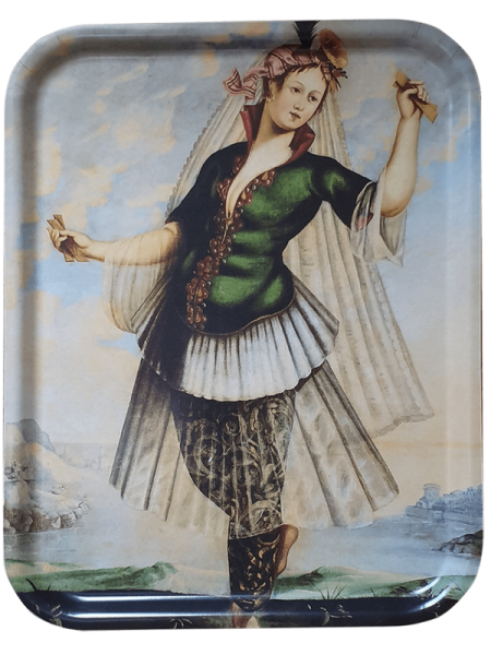 ORYANTALİST KADIN FİGÜRLÜ AHŞAP TEPSİ, LES OTTOMANS