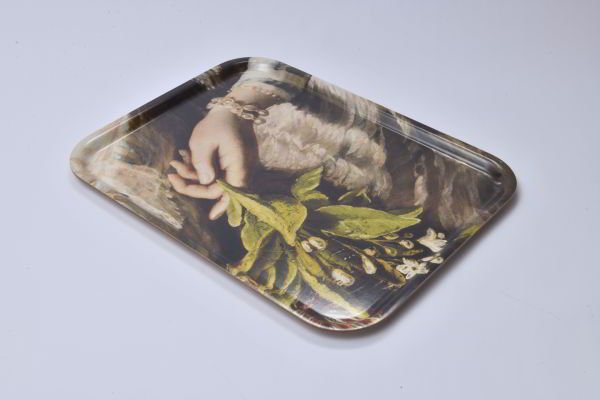 ORYANTALİST İNCİLİ KADIN AHŞAP TEPSİ