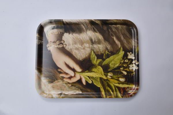 ORYANTALİST İNCİLİ KADIN AHŞAP TEPSİ