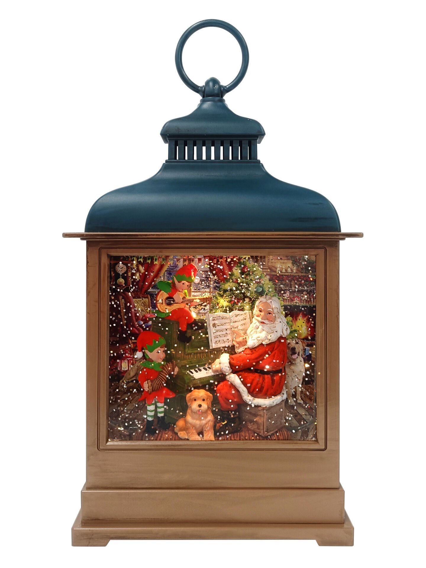 Piyanist Noel Baba Feneri Işıltılı Müzikli Su Küresi