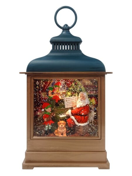 Piyanist Noel Baba Feneri Işıltılı Müzikli Su Küresi