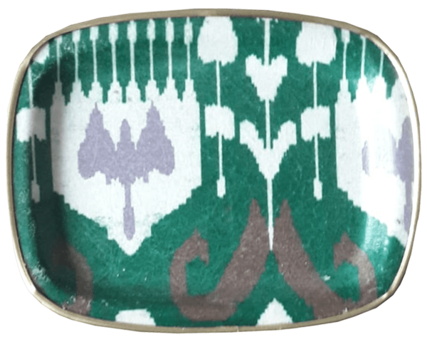 İKAT DESENLİ GRİ YEŞİL FİBER GLASS TEPSİ, LES OTTOMANS