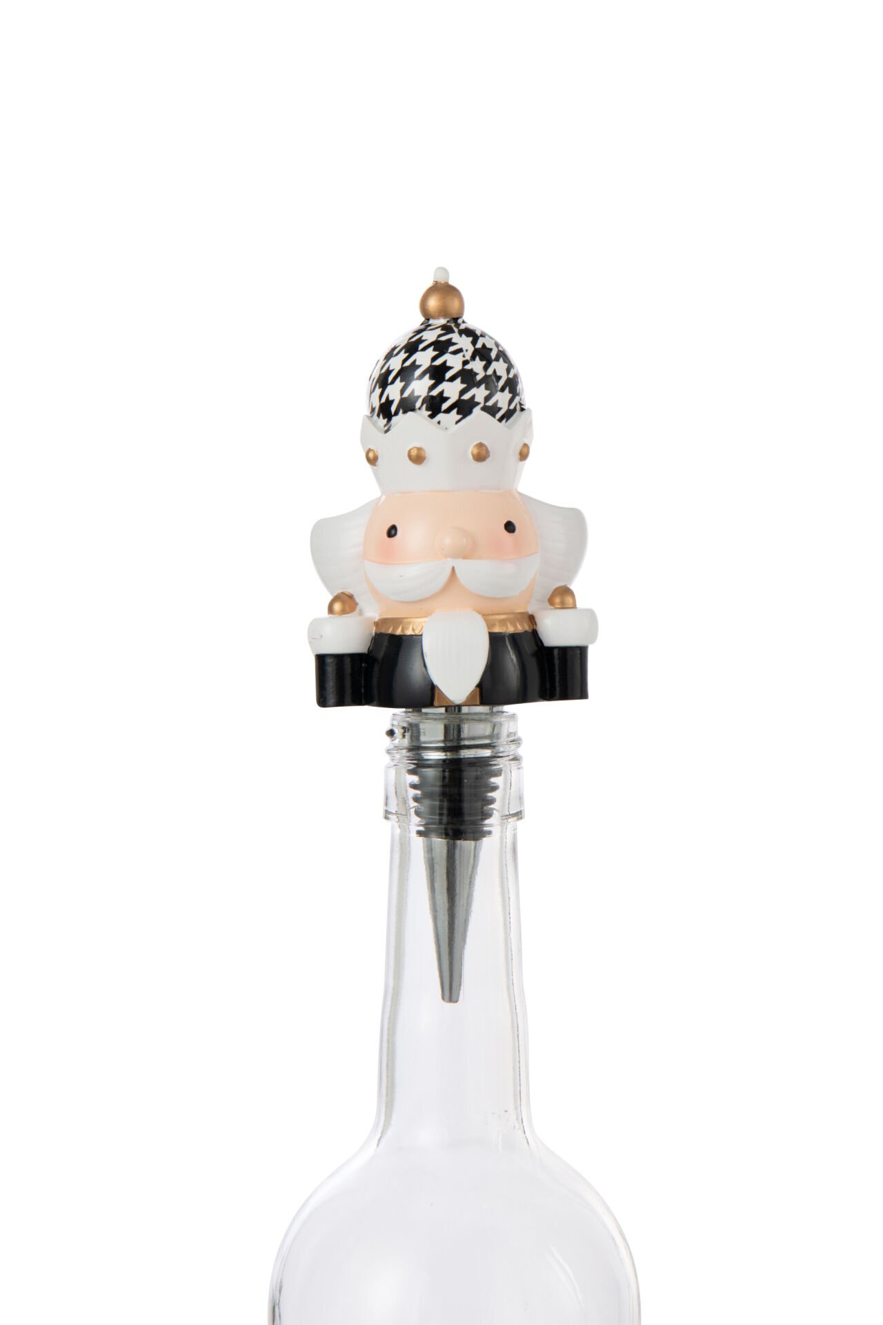 Pied-de-Poule Desenli  Kral Şişe Tıpası - Beyaz Bıyıklı Kral