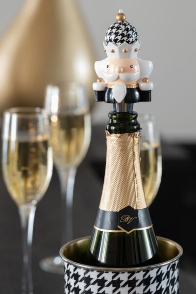 Pied-de-Poule Desenli  Kral Şişe Tıpası - Beyaz Bıyıklı Kral