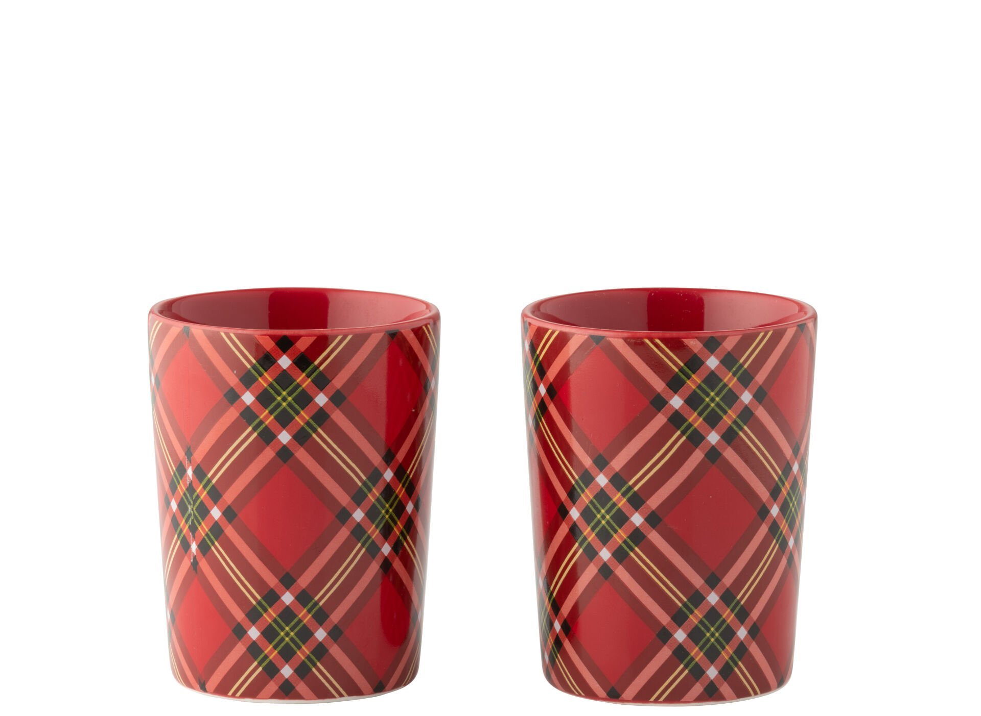 Kırmızı Ekose Desenli Kupa
