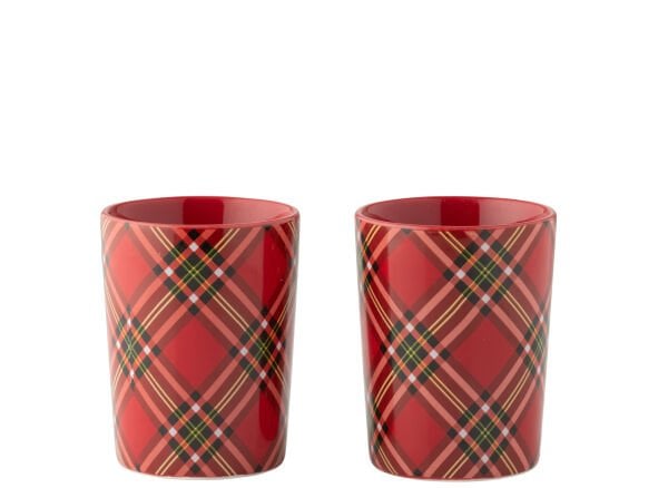 Kırmızı Ekose Desenli Kupa