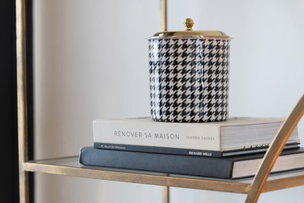 Pied-de-Poule Desenli Altın Kapaklı Buz Kovası