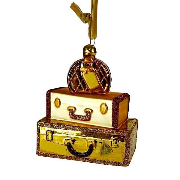 Altın Bavul Seti Cam Yılbaşı Süsü
