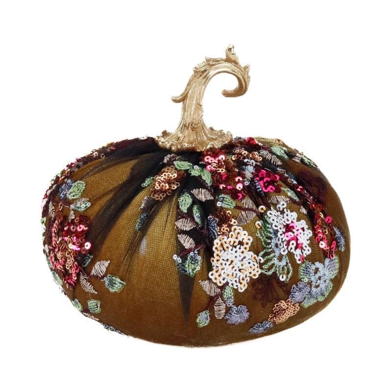 Işıltılı Balkabağı Dekoru - 14 cm