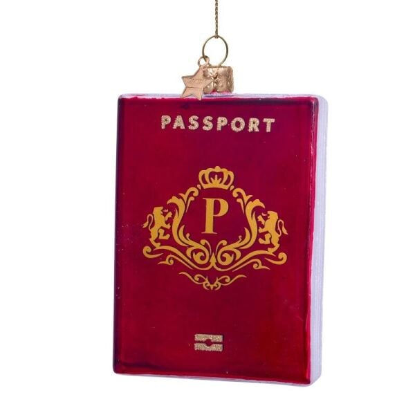 Kırmızı Pasaport Cam Yılbaşı Süsü