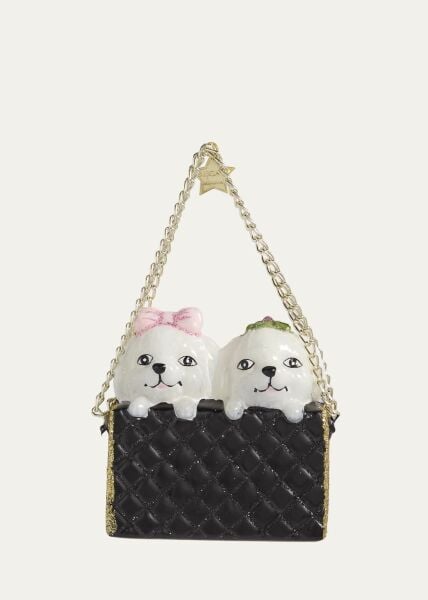 Köpekli Siyah Çanta Cam Yılbaşı Süsü