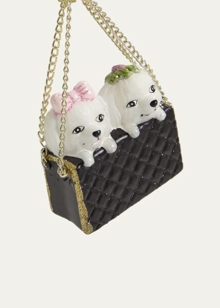 Köpekli Siyah Çanta Cam Yılbaşı Süsü