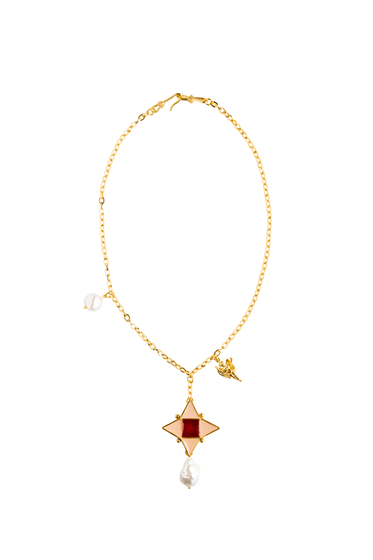 BAROQUE WHITE/RED STAR KOLYE, İNCİLİ