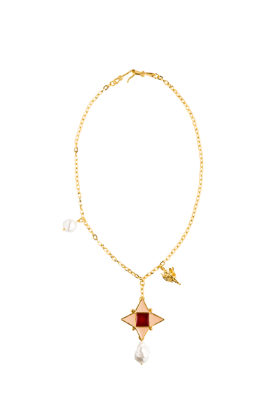 BAROQUE WHITE/RED STAR KOLYE, İNCİLİ