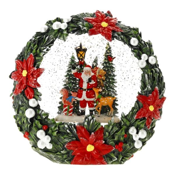 Işıltılı Yılbaşı Çelengi Su Küresi 19 cm