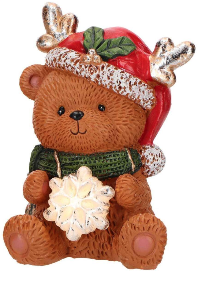 Yılbaşı Ayıcığı Kar Tanesi Işıklı Dekor