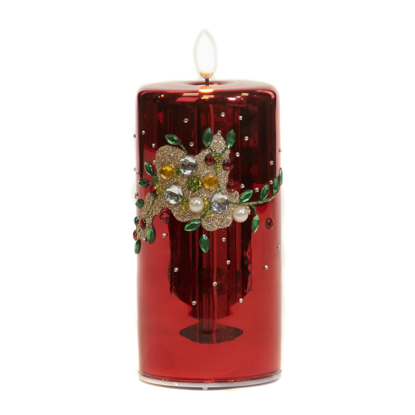 KIRMIZI LED IŞIKLI MÜCEVHER SÜSLEMELİ YILBAŞI MUMU, GOODWILL