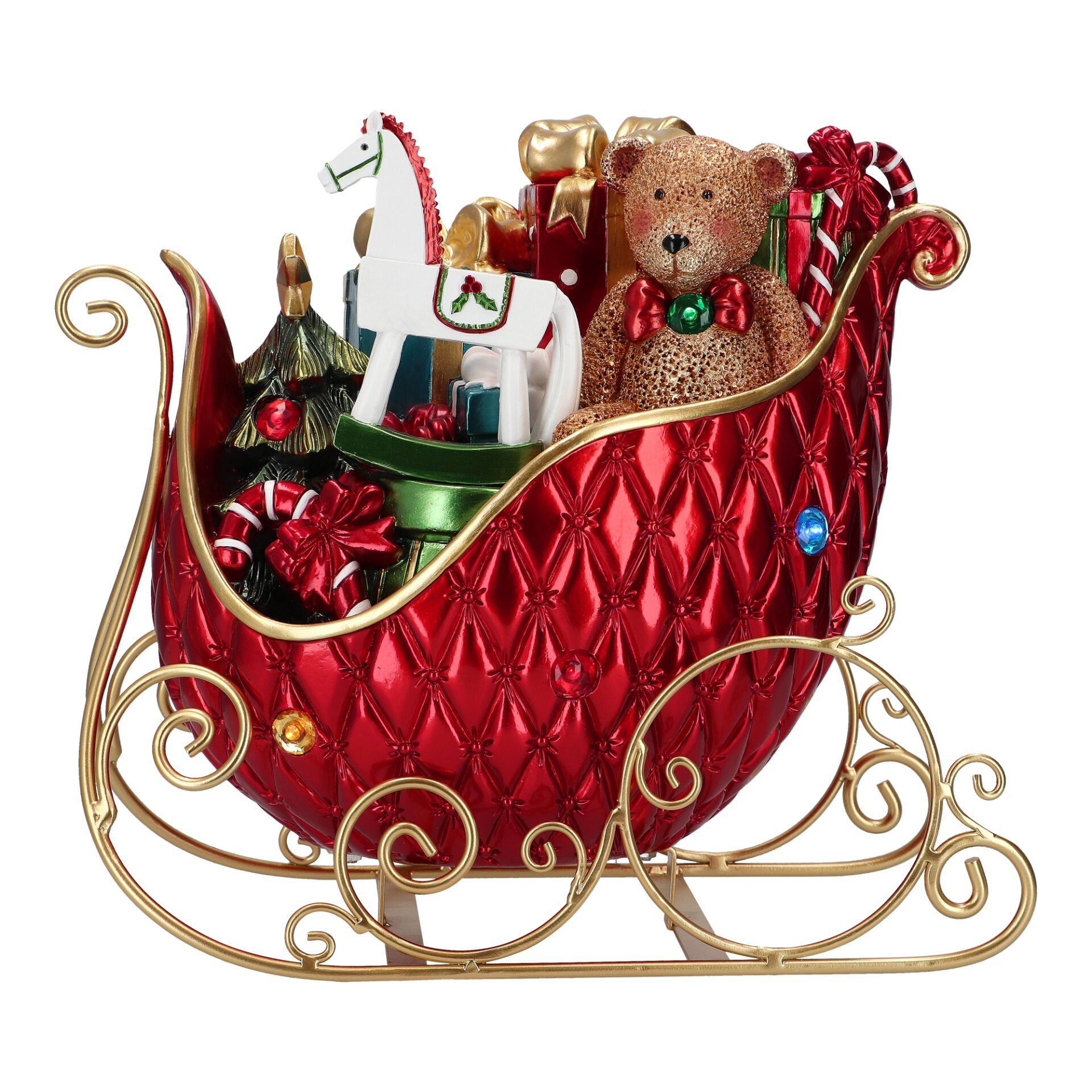 Kırmızı Işıltılı Hediye Yılbaşı Kızağı