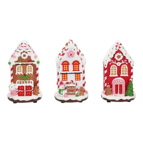 Işıklı Gingerbread Beyaz Ev Müzikli Yılbaşı Dekoru