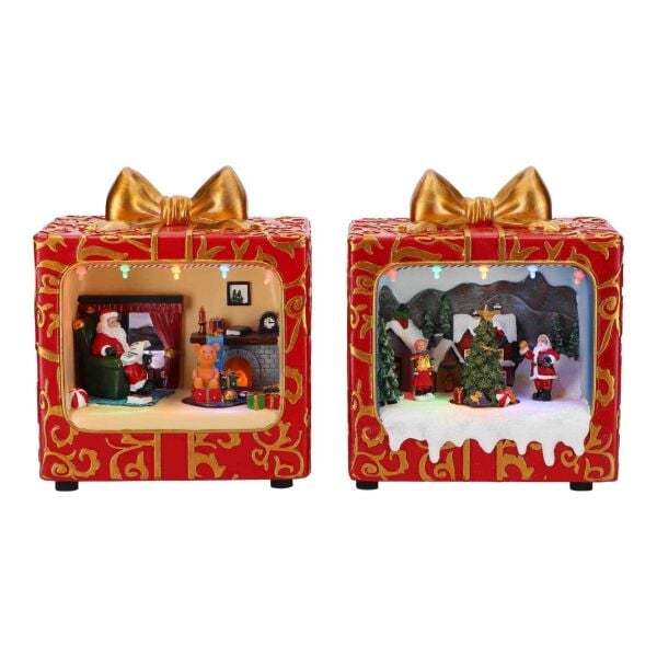 Animasyonlu Yılbaşı Evi Hediye Paketi Müzik Kutusu